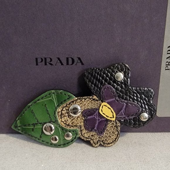 Prada Jewelry - Nwb PRADA Patch Pansy Leather Pin